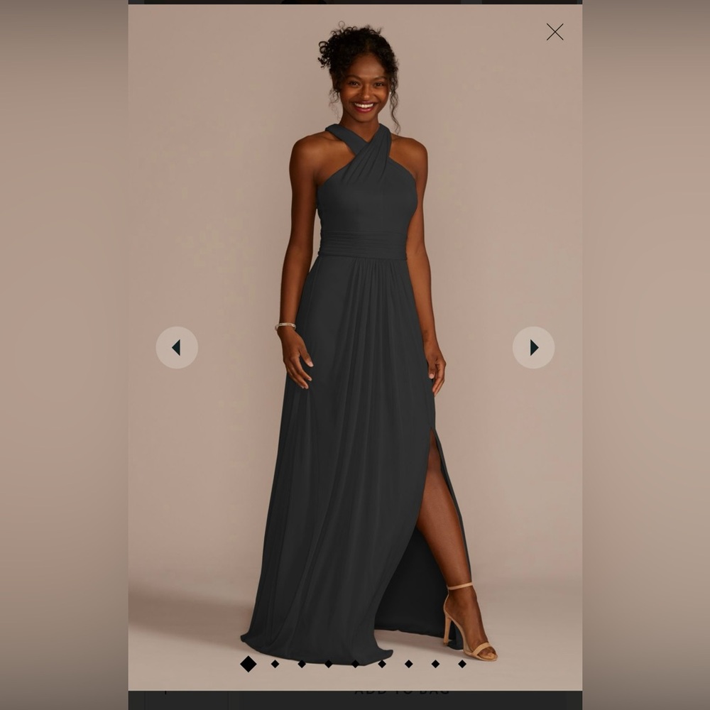 David’s bridal black bridesmaid dress. Size 6. Worn once.